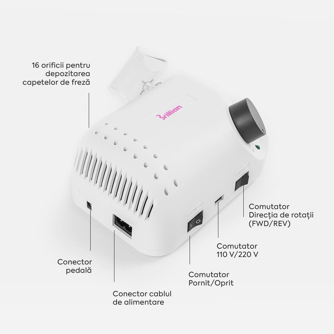 Freza Unghii Profesionala Brillian B210 Saeshin + Mandrina H350 Blue 35K RPM