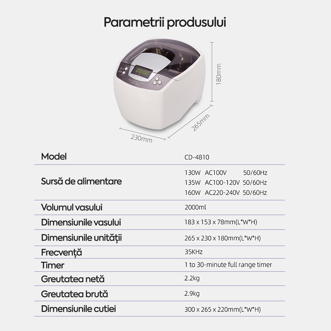 Aparat de curățare cu ultrasunete Codyson CD-4810
