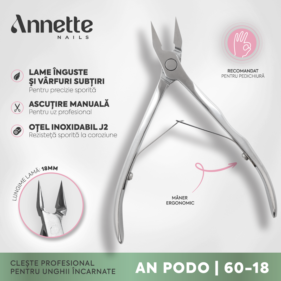 Cleste profesional pentru unghii încarnate AnnetteNails AN PODO-60-18