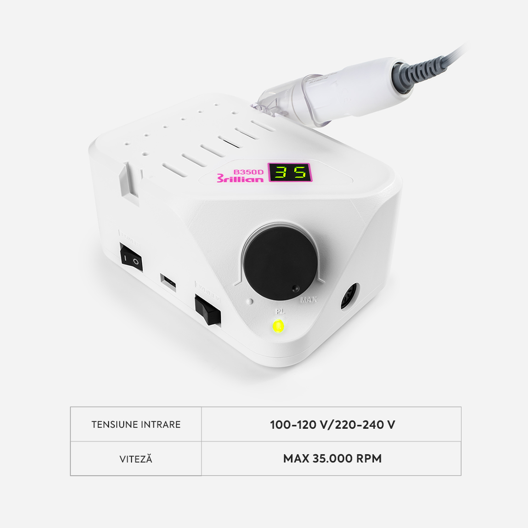 Freza Unghii Profesionala Brillian B350D Saeshin + Mandrina H350 White 35K RPM