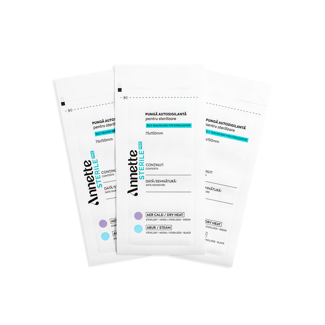 Pungi Sterilizare Pupinel si Autoclav Autosigilante din Hartie 75x150mm - set 100 buc Annette Sterile Pro PSA-01-75/150