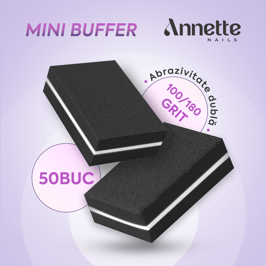 Set Mini Buffer 50 buc 100/180 grit Negru Annette Nails MBF-01B-S50