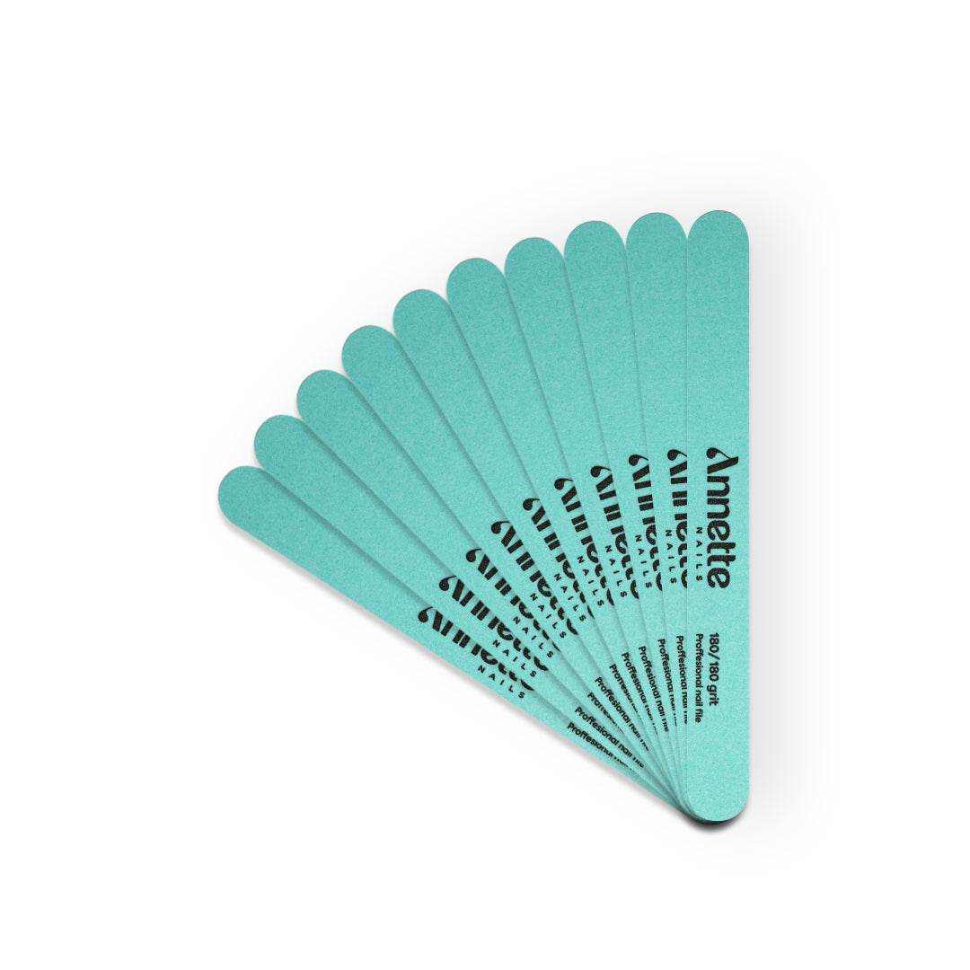 Set Pile Unghii din Lemn Ovale 10 buc 180/180 grit Turcoaz Annette Nails PWD-01-180/180T-S10