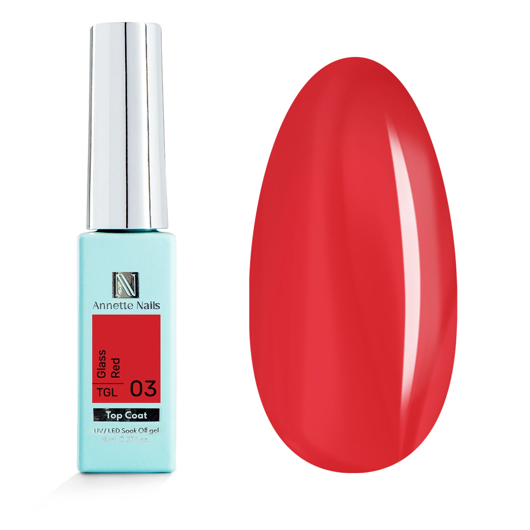 Top Coat Glass 3 Red - 8ml Annette Nails TGL-03