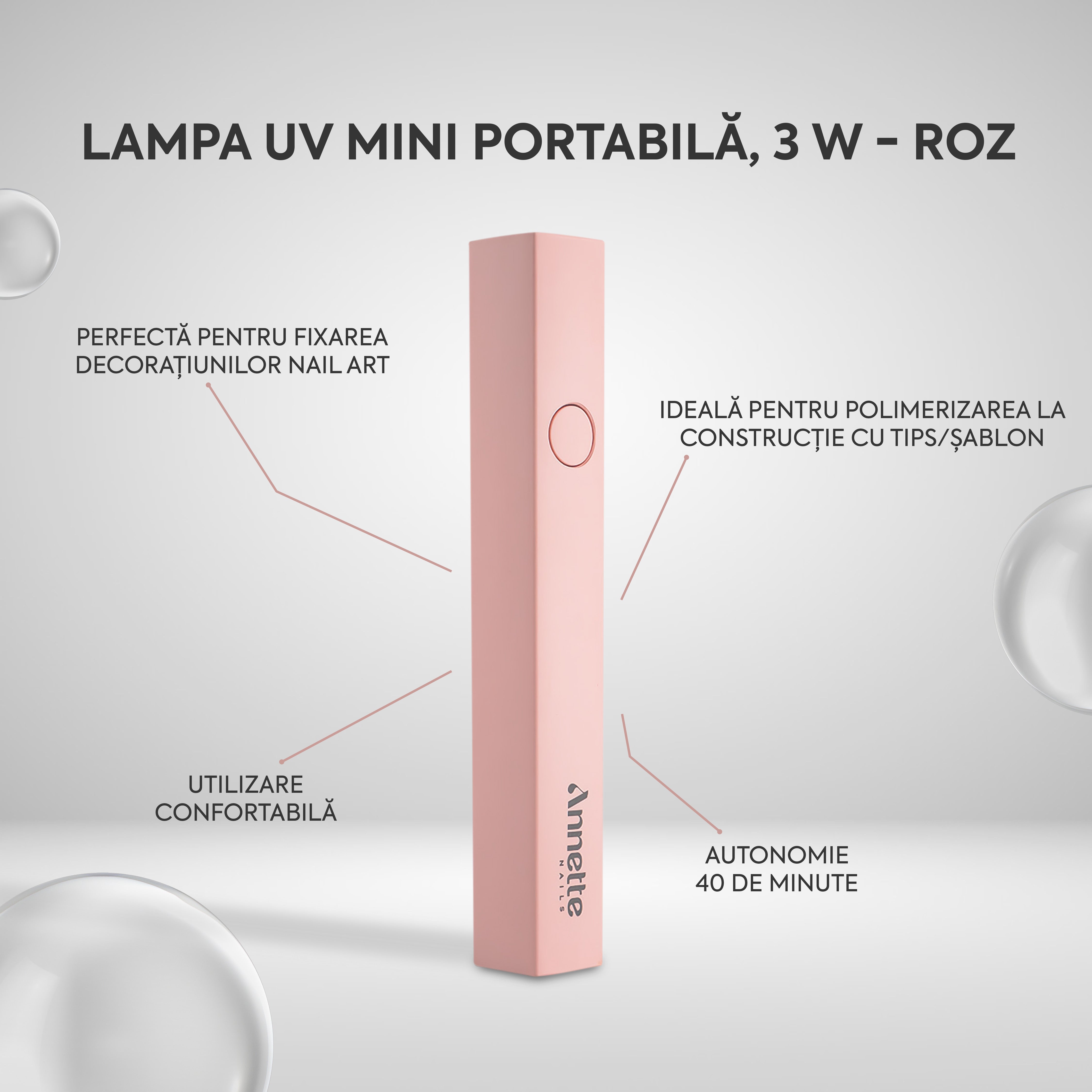 Lampa UV Mini Portabila Annette Nails, 3W