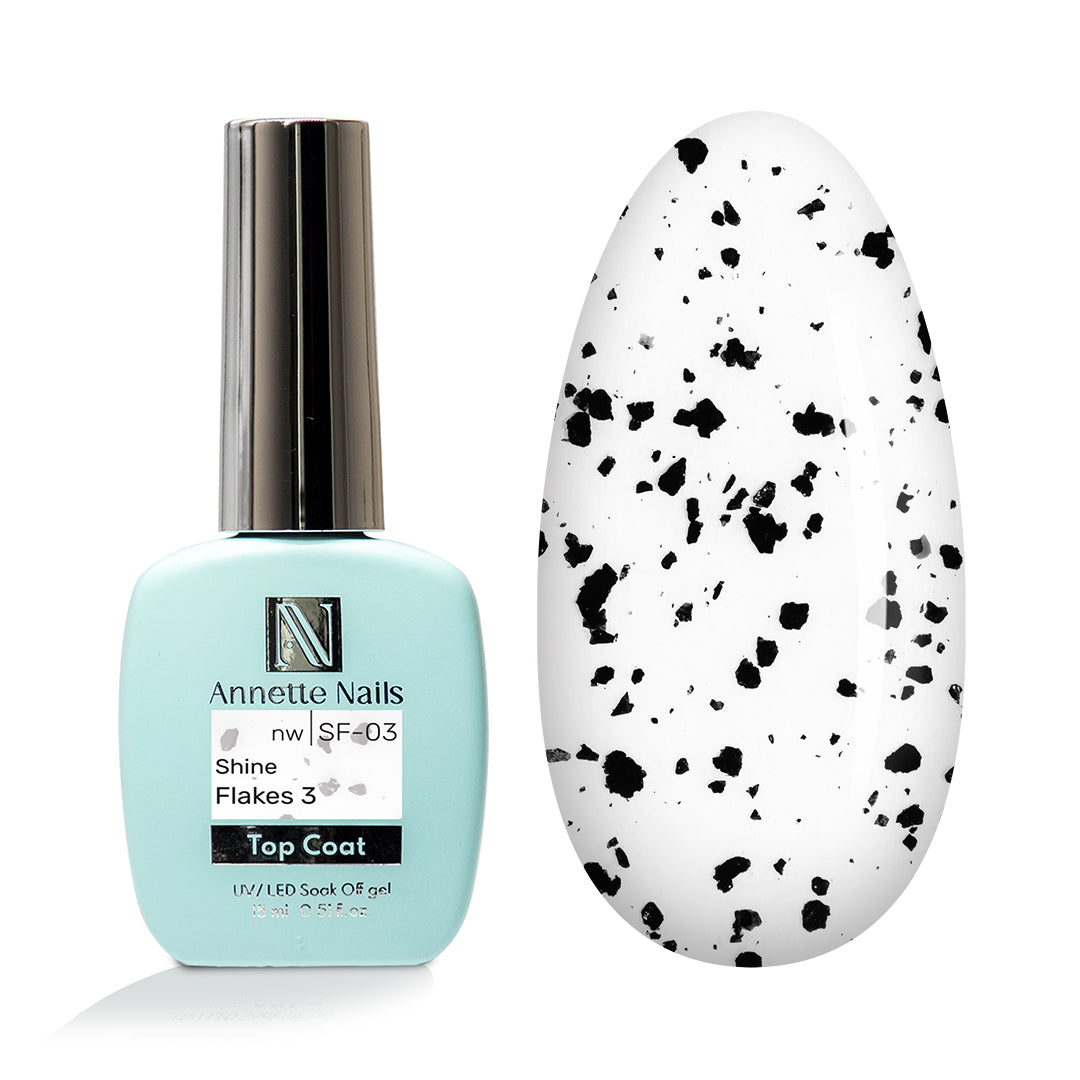 Top Coat AnnetteNails Shine black flakes 3 no wipe SF-03 - 12ml